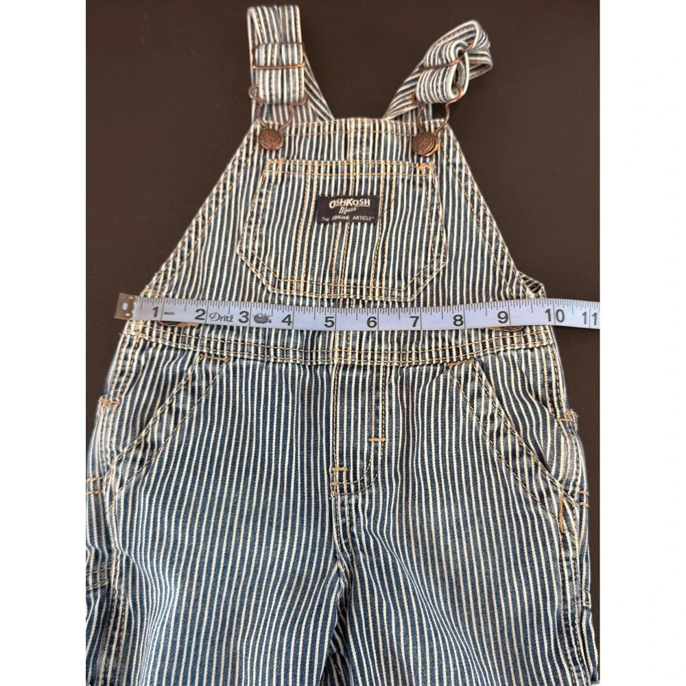 OshKosh B'gosh Bib Overalls Blue Railroad Striped Denim One Piece 2015 12 months